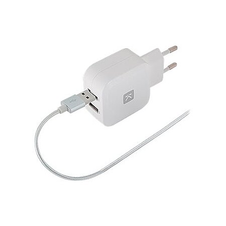 Chargeur GEEK MONKEY secteur USB-A 2.1 + câble IPhone Lightning - 1 mètre -  Blanc