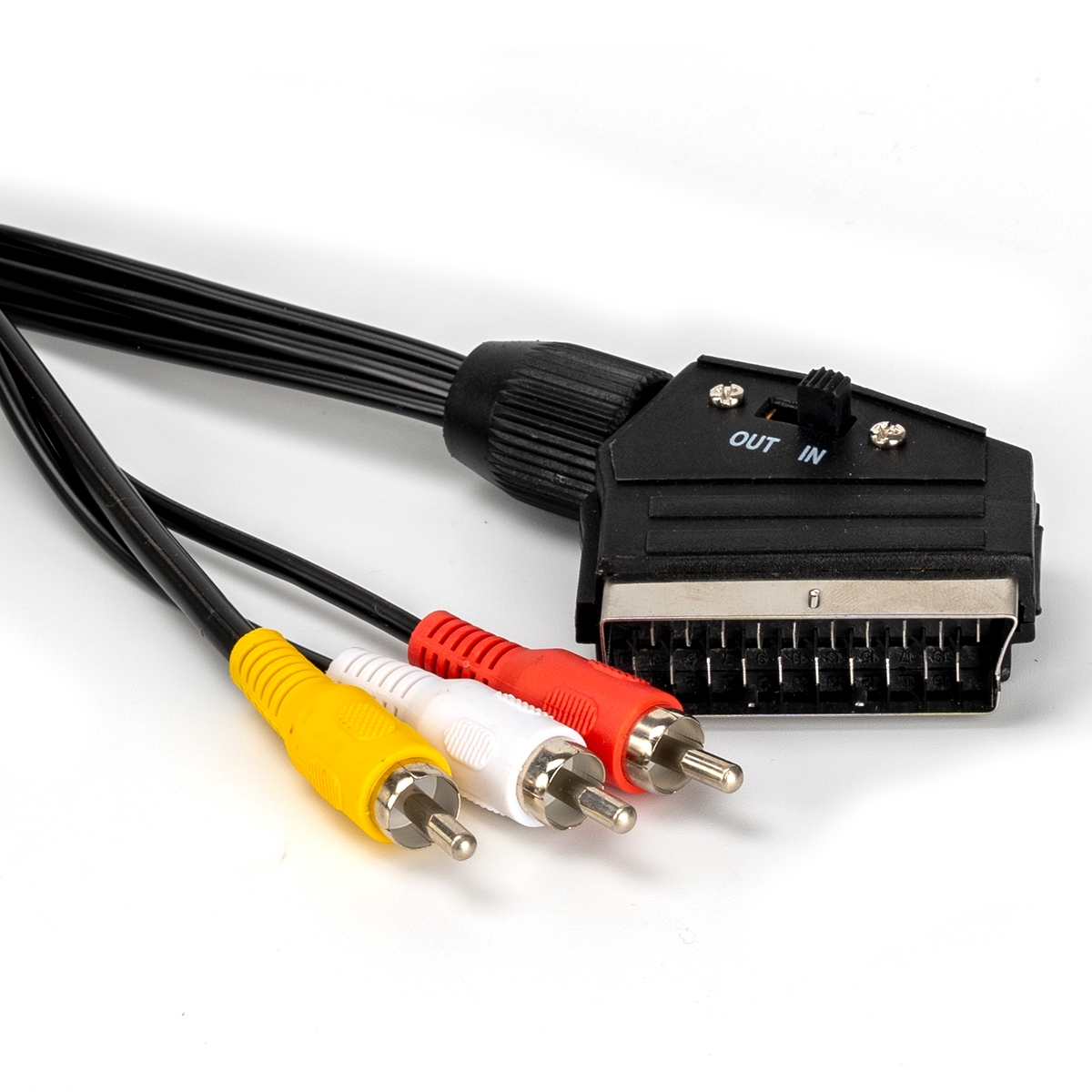 CORDON PÉRITEL MALE 3 RCA 1.5 M SWITCH OUT/IN pour télévision pas cher
