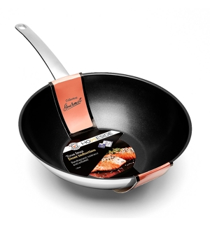 Wok Inox Anti-adhésif 43 Cm Compatible Induction - Poignée Restant Froide, Idéal Pour Cuisiner Sainement
