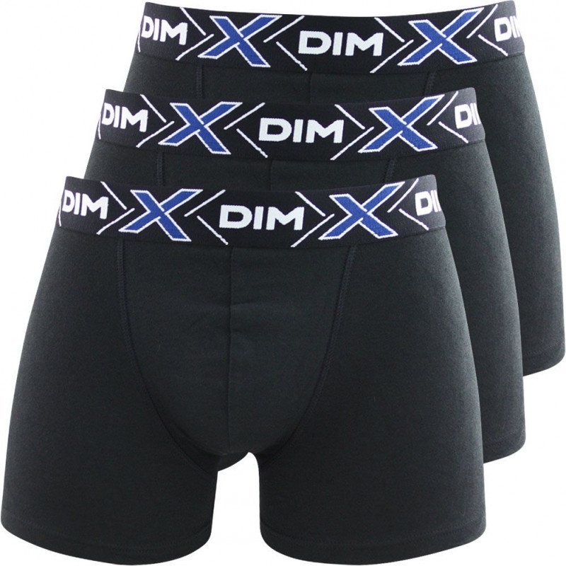 DIM Lot de 3 Boxers Homme Coton X TEMP Noir Noir