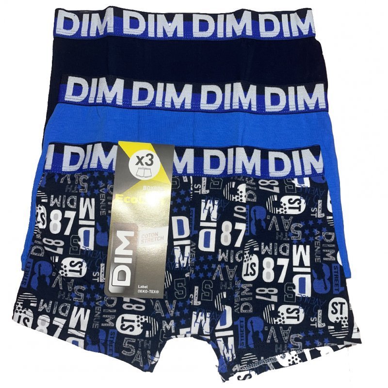 Lot de 3 DIM Boxer Gar on Coton STRETCH Bleu Marine au meilleur