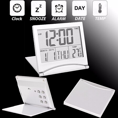 Réveil Matin Numérique Horloge Thermomètre Pliable 2 Types D