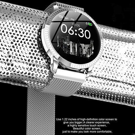 Montre Connectée Femme iOs Android Smartwatch Sport Cardio Traqueur  D'Activité Argent YONIS au meilleur prix