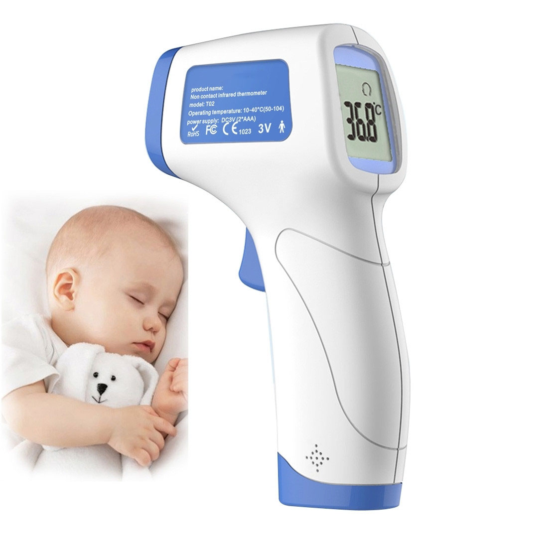 JOULLI Thermomètre infrarouge numérique frontale sans contact pour le corps  (blanc) - Cdiscount Puériculture & Eveil bébé