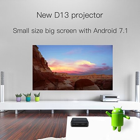 Mini Projecteur Vidéo Android 7.1.2 LED 2+16 Go Wi-Fi Noir