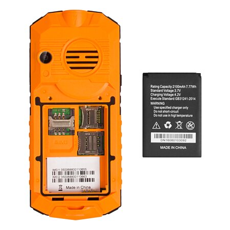 Téléphone Incassable Dual SIM Mobile Antichoc Waterproof IP68 Orange + SD  4Go YONIS au meilleur prix