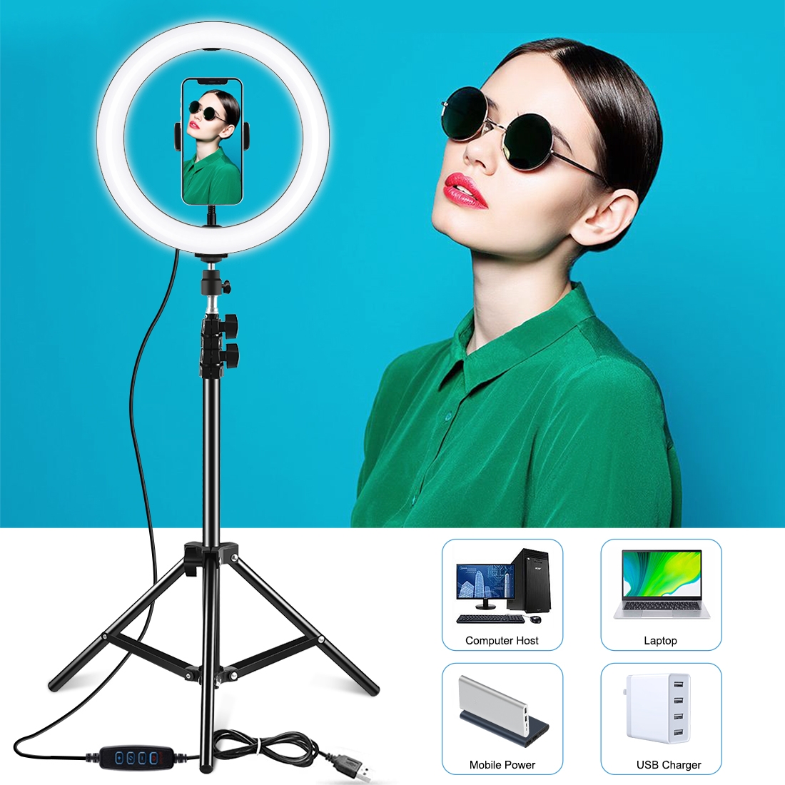 Kit Anneau Lumineux 26 Cm + Trépied 2,1 M | Pour Photo, Vidéo, Streaming - Éclairage Pour Influenceurs, Créateurs De Contenu - 6