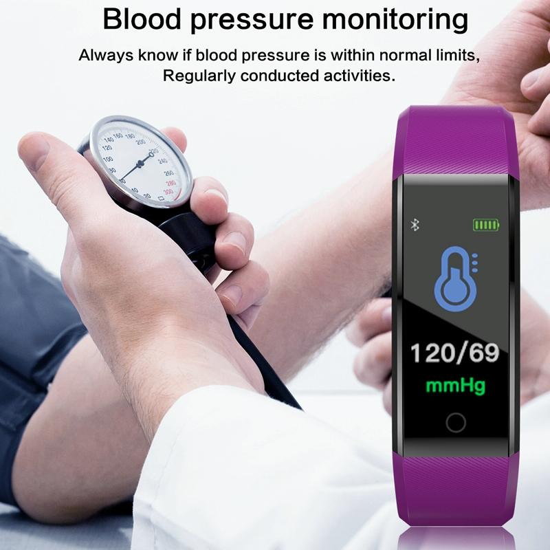 Bracelet Connecté Intelligent De Suivi D'activité Physique, Podomètre, Fréquence Cardiaque, Pression Artérielle, Bracelet Bluetooth Pour Montre Intelligente Fitbit (bleu