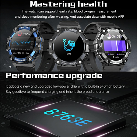 Montre Connectée Bluetooth Multifonction Sante et Sport Ecran TFT 1.39 Noir YONIS
