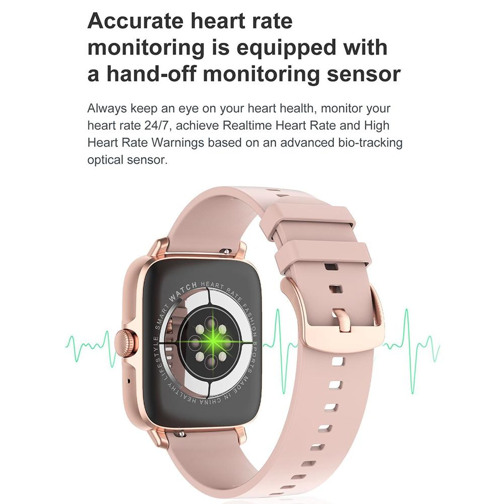 Montre Connectée Femme - Écran AMOLED Always-On - Compatible Android/iOS - Rose Silicone - 44 Mm