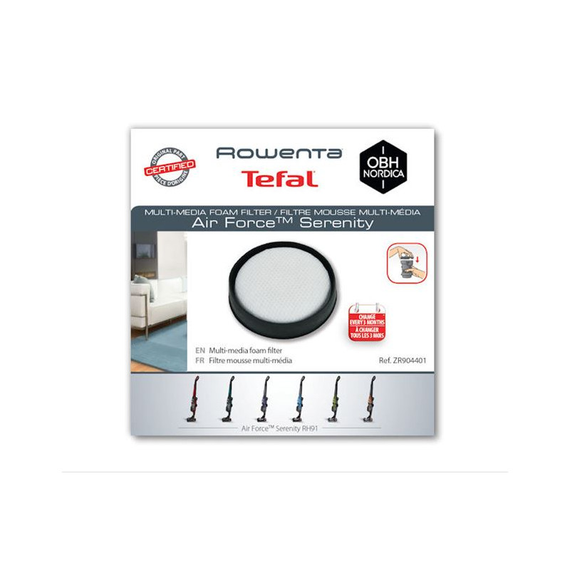 Filtre En Mousse Haute Efficacité Pour Nettoyeur Sans Fil Air Force Serenity ZR904401 - Neuf - 1 Pièce