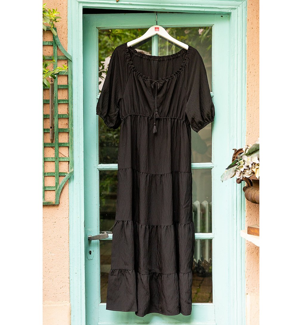 Robe Longue En Viscose Et Coton - Couleur Vieux Rose - Taille 5XL - Manches Courtes Raglan - Style évasé