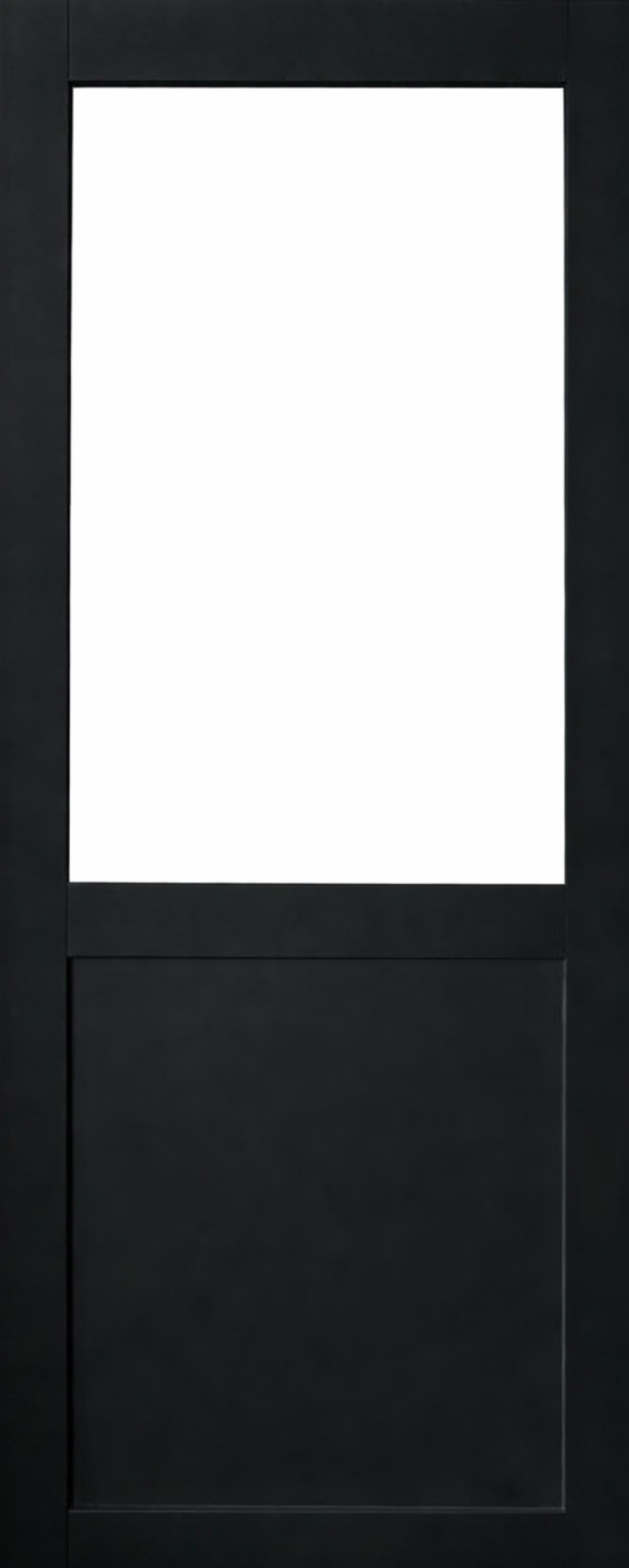 Porte Coulissante Atelier Blanc H204 X L73 Cm, Rail Alu Bandeau Noir, Coquilles Blanc Gd Menuiseries