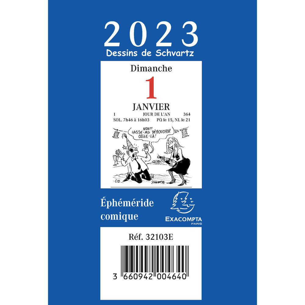 Bloc éphéméride 2024 Exacompta - Bleu - 6,5 x 9,7 cm - Modèle comique -  Agendas Civil - Agendas - Calendriers