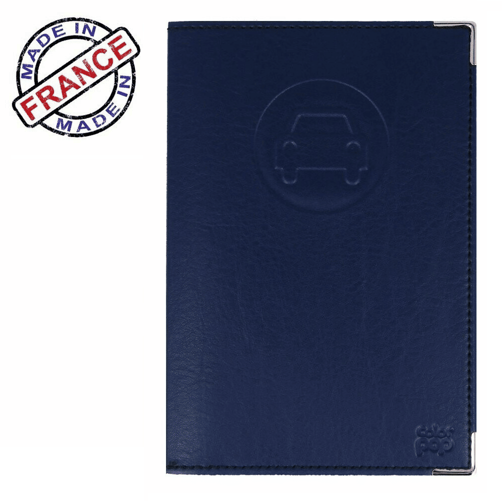 Porte Carte Grise Assurance Porte-Papiers Moto Bleu Marine - Fabrication Française - Tous Permis Et Documents Accessoire Moto Permis