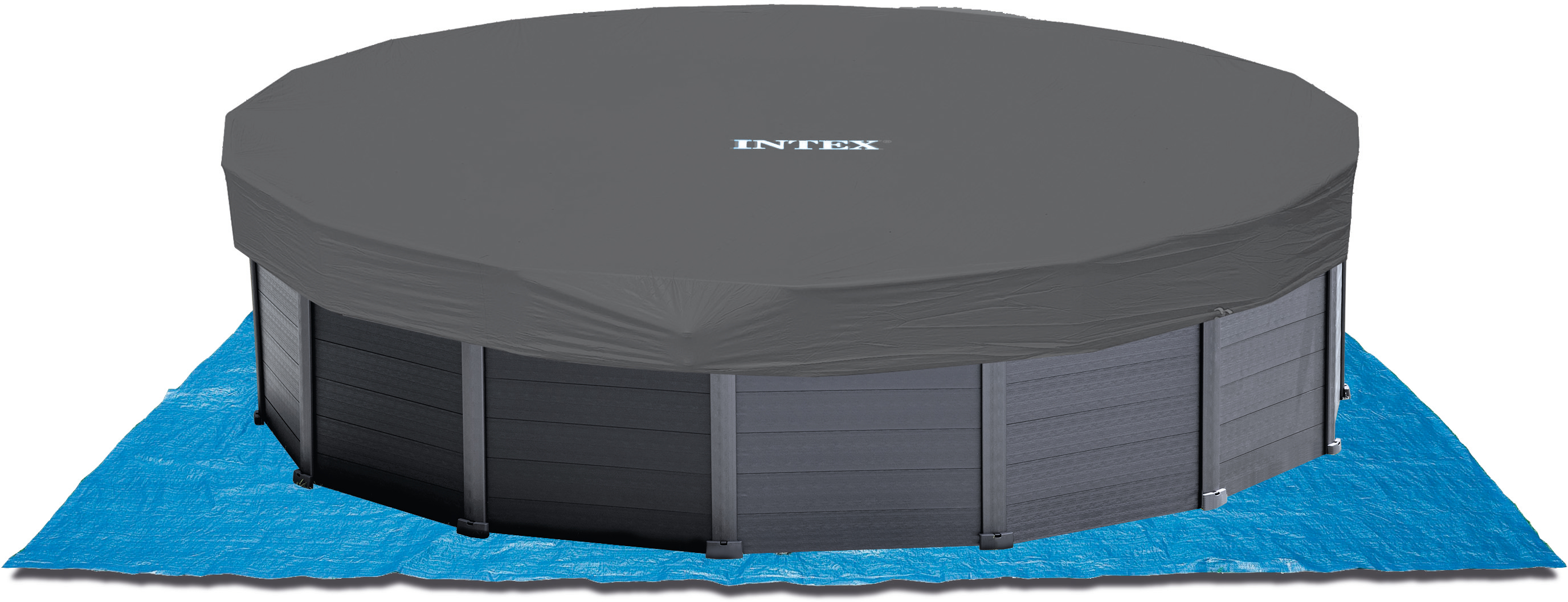 Kit piscine INTEX graphite rectangulaire tubulaire 4x3x1,24m