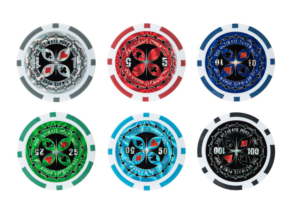 Ensemble de jetons de poker HEITOK avec dénominations, 300 pièces de 11,5 g - Jetons numérotés professionnels avec étui en aluminium comprenant 5 dés et 2 jeux de cartes pour le Texas