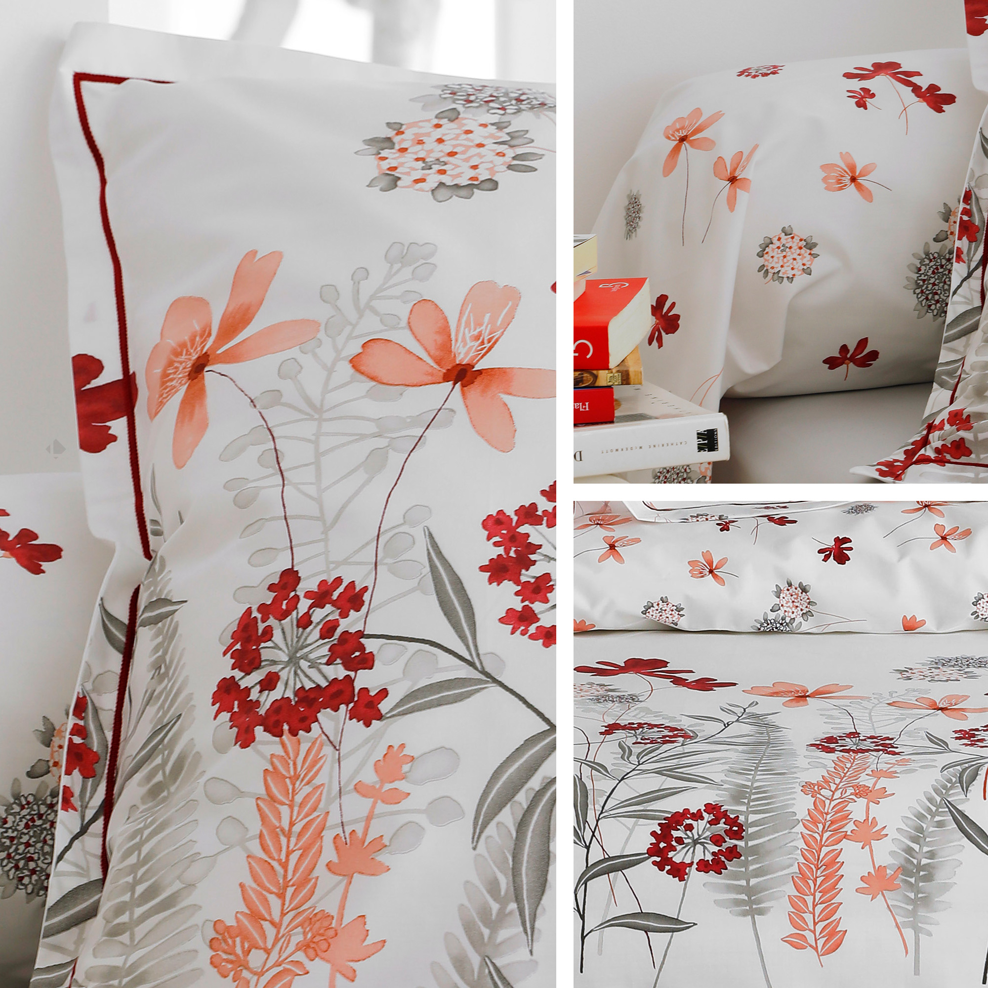 Housse De Couette PETITE FOLIE Bleu 300x240 Cm - Percale Pur Coton 78 Fils/cm², Motifs Floraux, Réversible - Fabriquée En France - 8