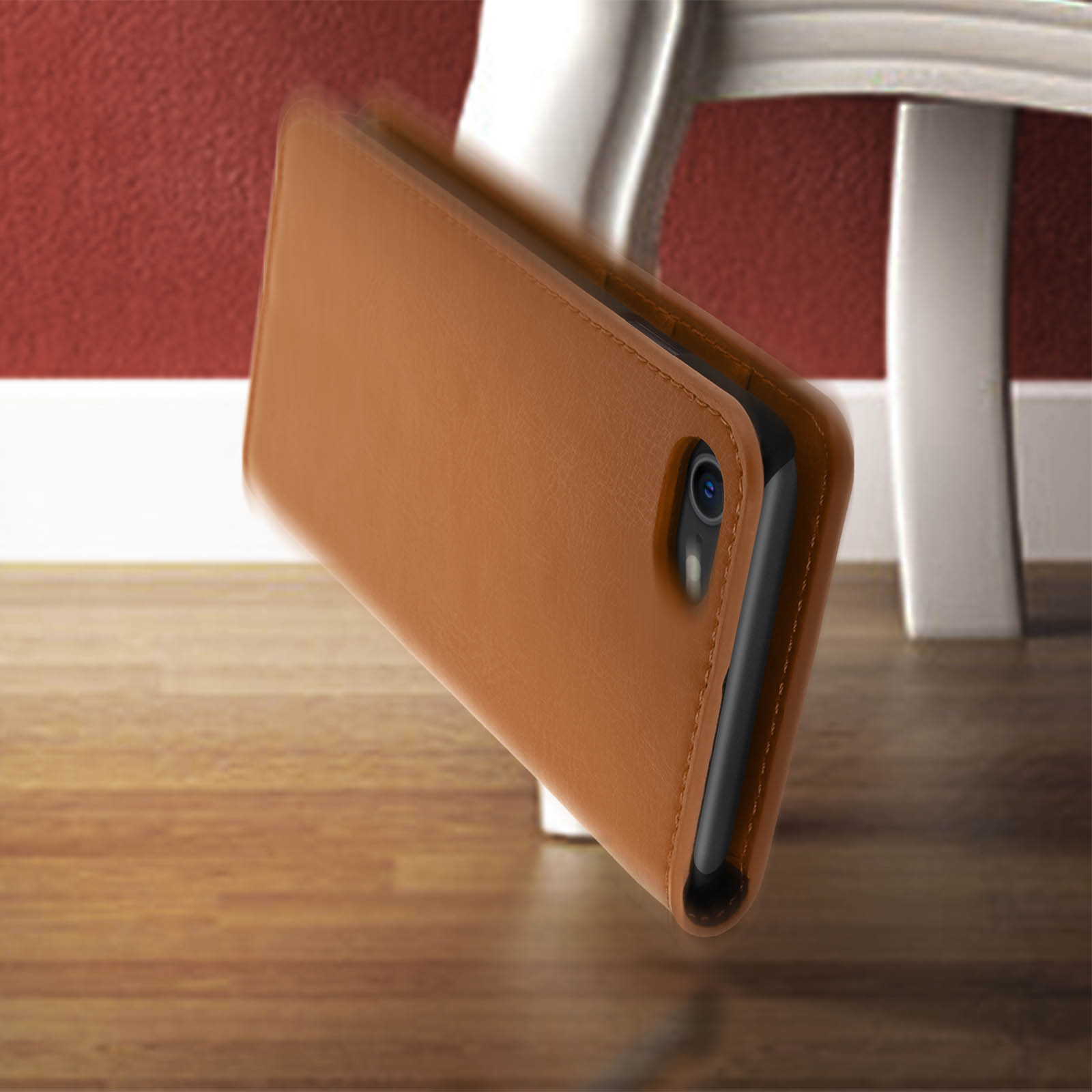 Etui Portefeuille Cuir Véritable Pour IPhone SE 2022/2020 Et IPhone 8/7 - Noir, Avizar