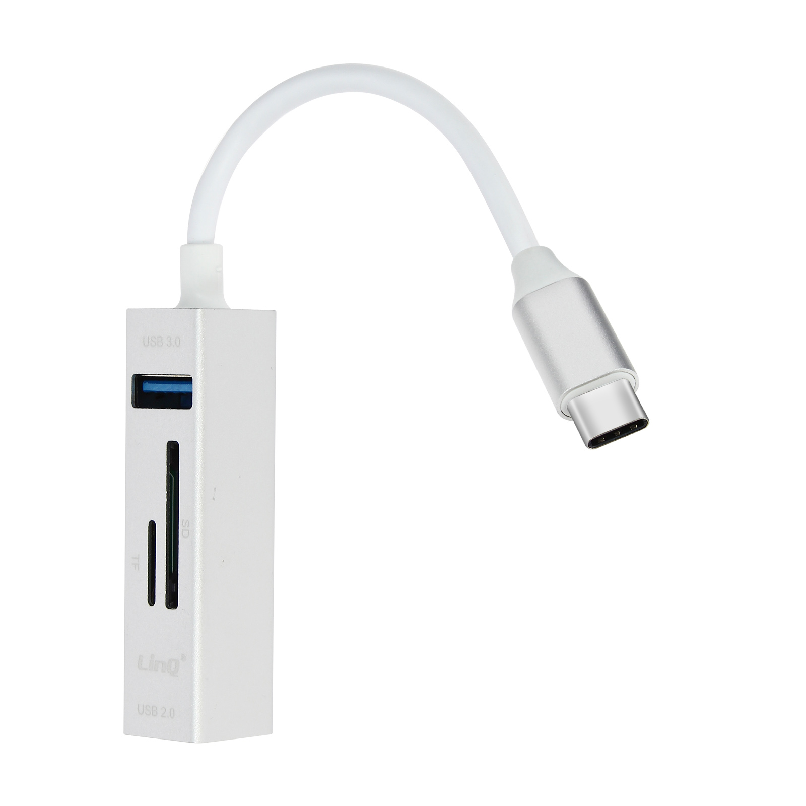 Hub USB-C 5 en 1 avec 3x Ports USB + Lecteur Carte SD / Micro-SD, Format  Portable, LinQ - Argent - Français