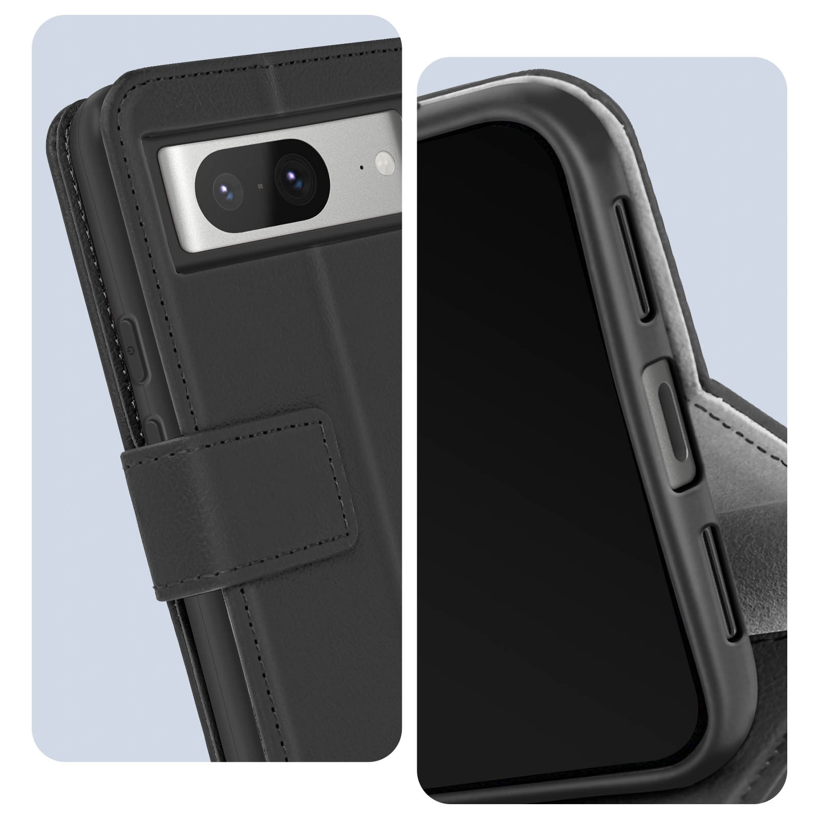 Étui Portefeuille Avec Support Pour Google Pixel 8a Avizar - Bleu Nuit, Similicuir, Neuf, Protection Complète