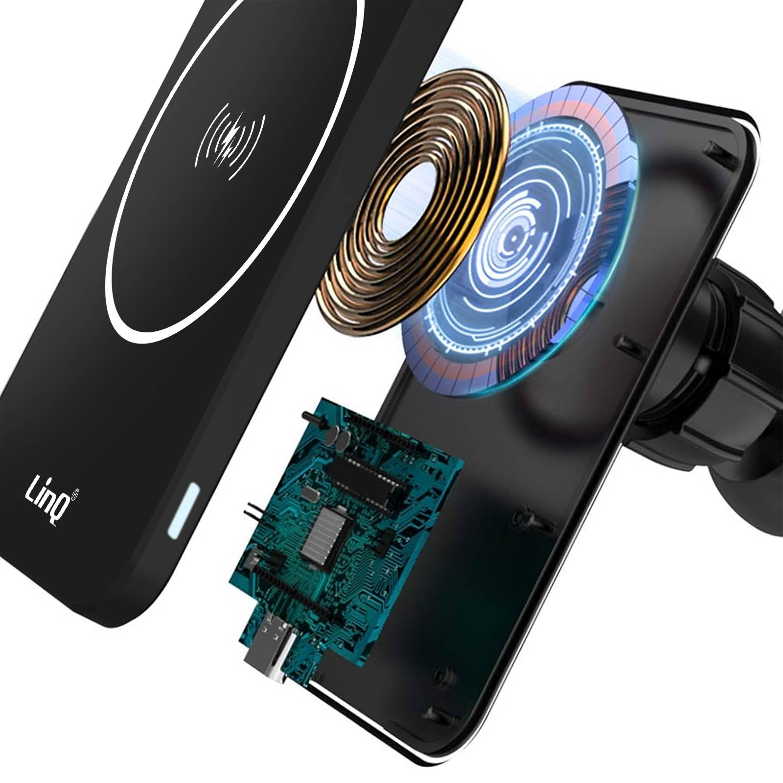 SINOTATO Support Telephone Voiture Magsafe, Porte Telephone Voiture Magsafe 360°Rotation Support Telephone Voiture Magnetique Pour IPhone 17 16 15 14 13 12 Pro Max Et étuis Magsafe