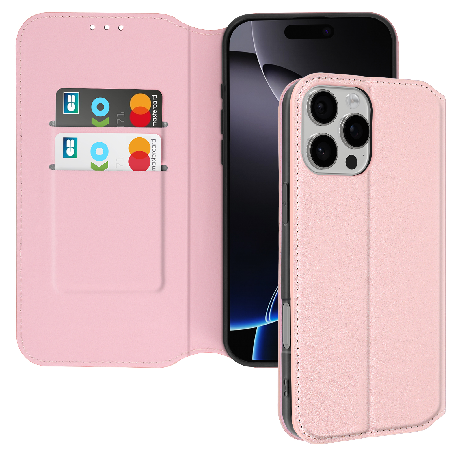 Housse iPhone 14 Pro Max Porte-carte Fonction Support Vidéo Clapet