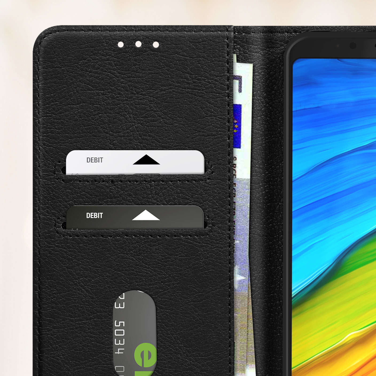 Étui Portefeuille à Clapet Pour Xiaomi Redmi A5 - Similicuir Gris Avec Support Vidéo - Neuf