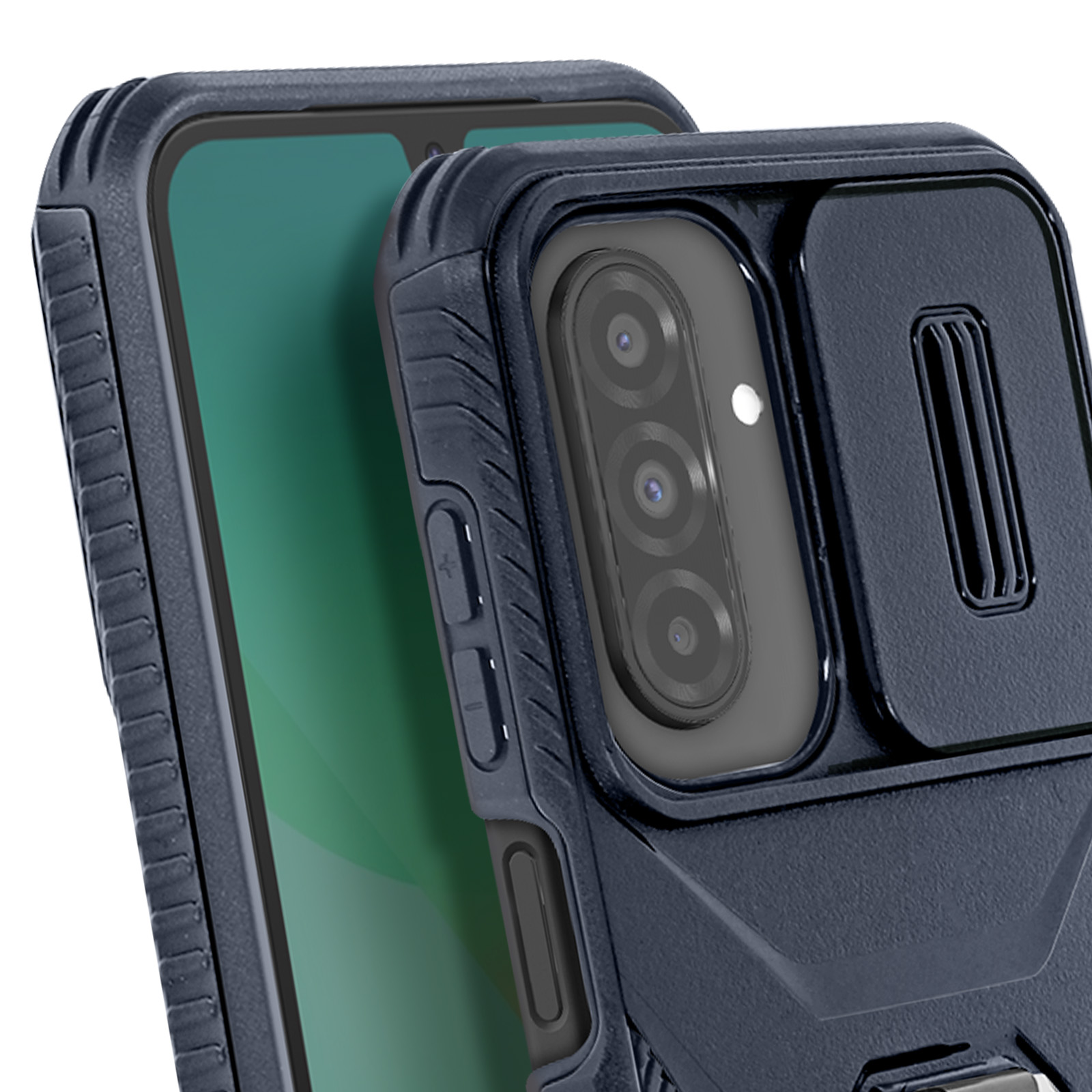Coque Avizar Pour IPhone 17 Avec Bague Support - Cache Caméra Coulissant, Couleur Noir, Neuve