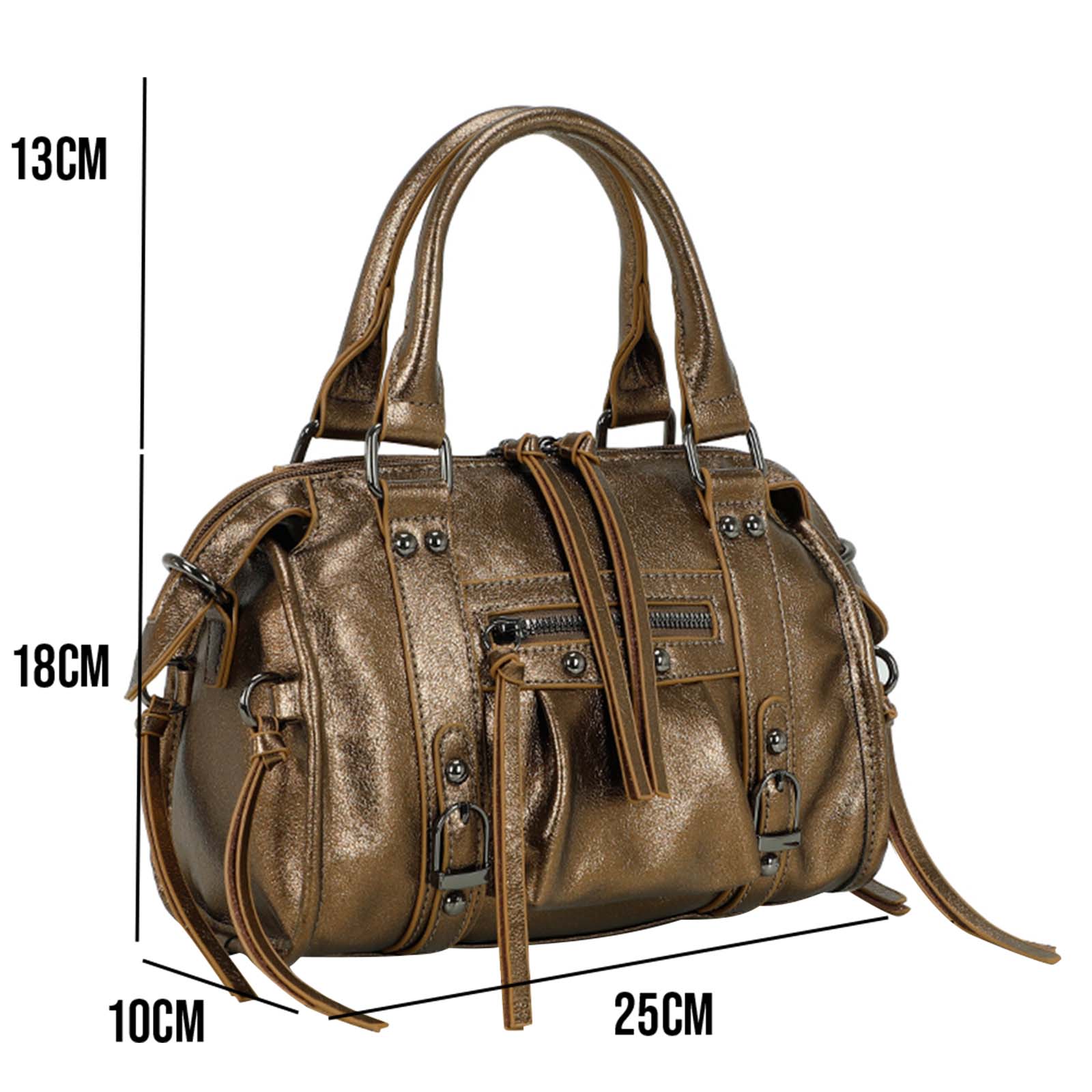 Sac à Main Bowling Gallantry En Similicuir Bronze - Bandoulière Réglable 120 Cm - Neuf Avec étiquettes