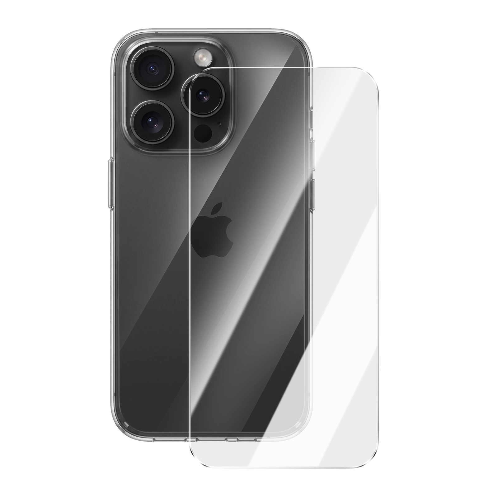 Pack Coque Silicone et Verre trempé iPhone 15 Pro Max - Transparent Mayaxess