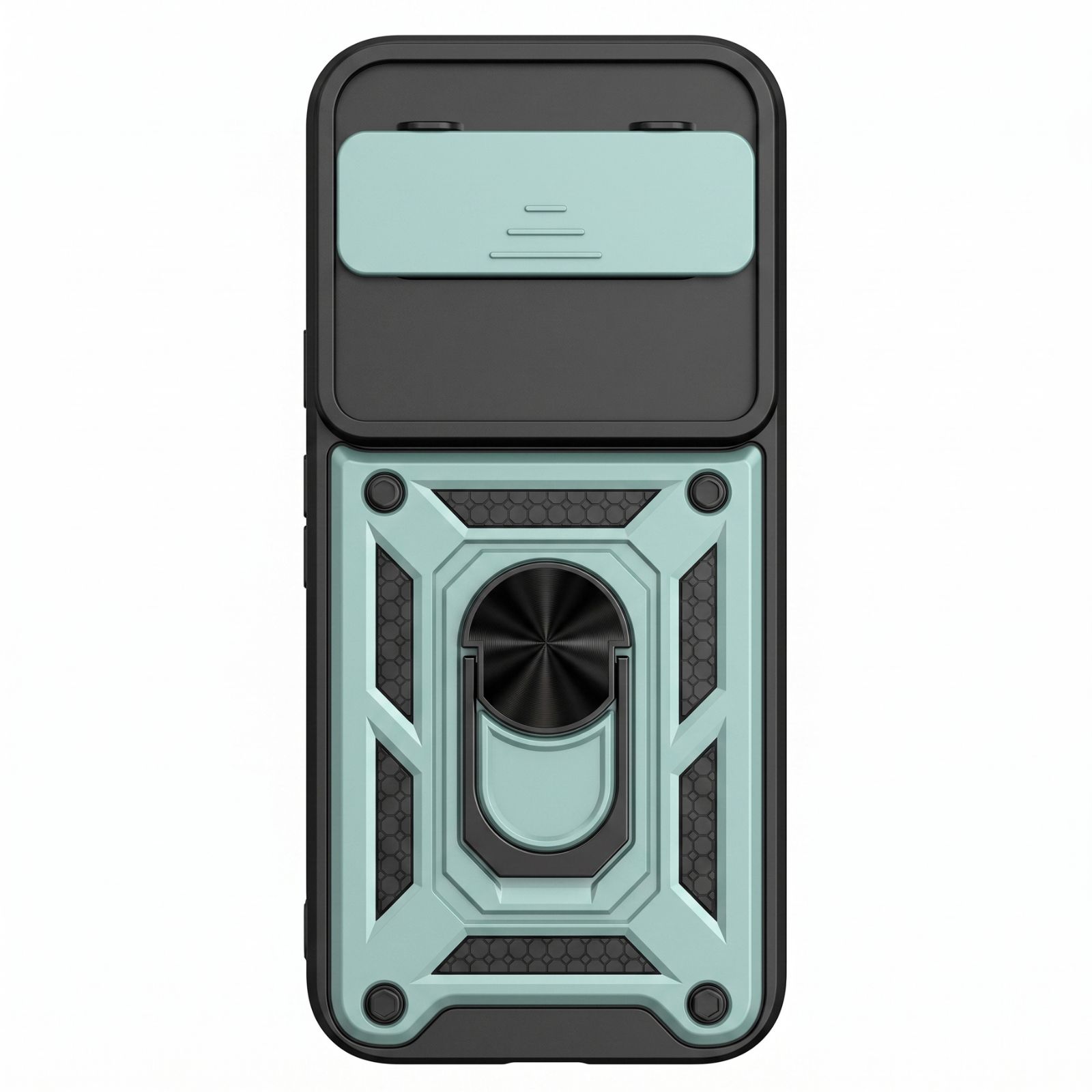 Coque Bague rotative & Cache Caméra coulissant pour Google Pixel 11 et Google Pixel 11 Pro - Vert