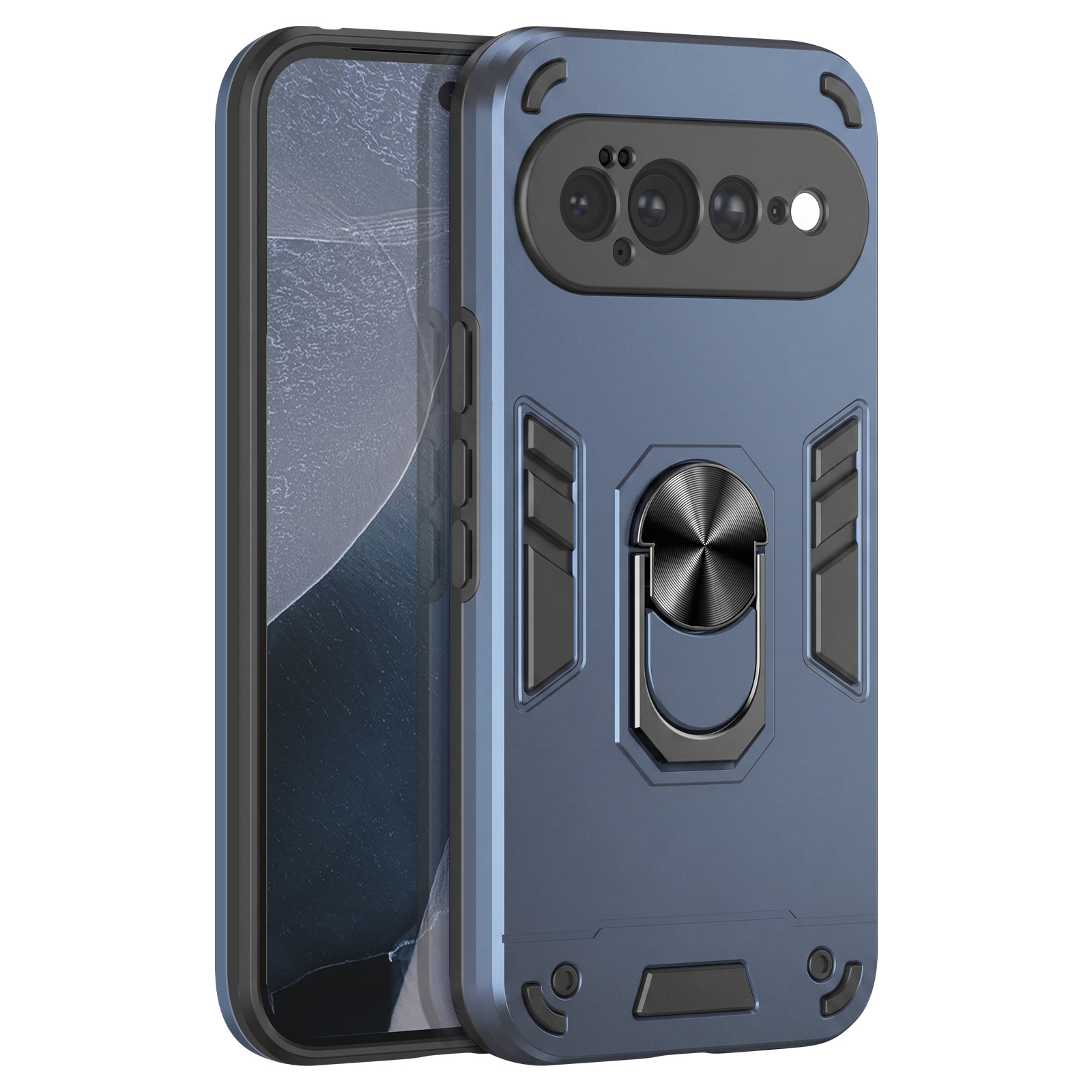 Coque Antichoc Google Pixel 11 Pro XL avec Bague rotative magnétique - Bleu