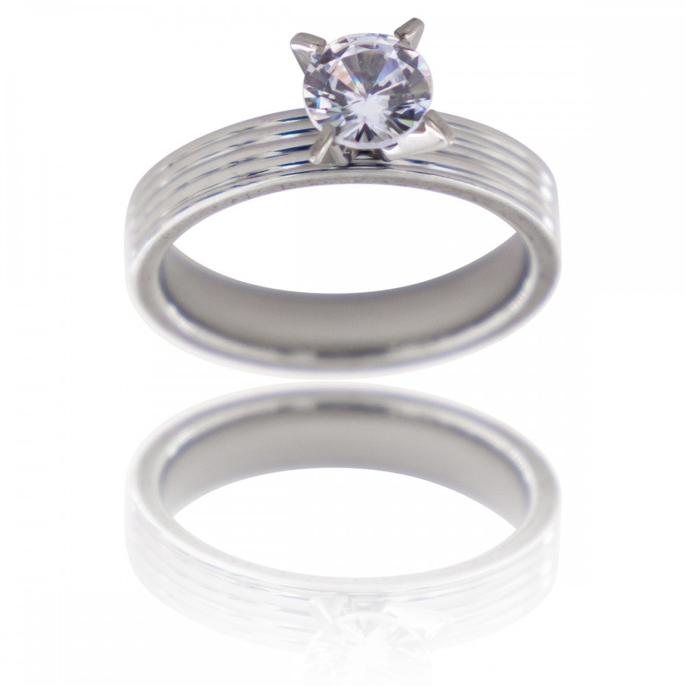 Bague Femme Acier Solitaire DIAMELA au meilleur prix E.Leclerc