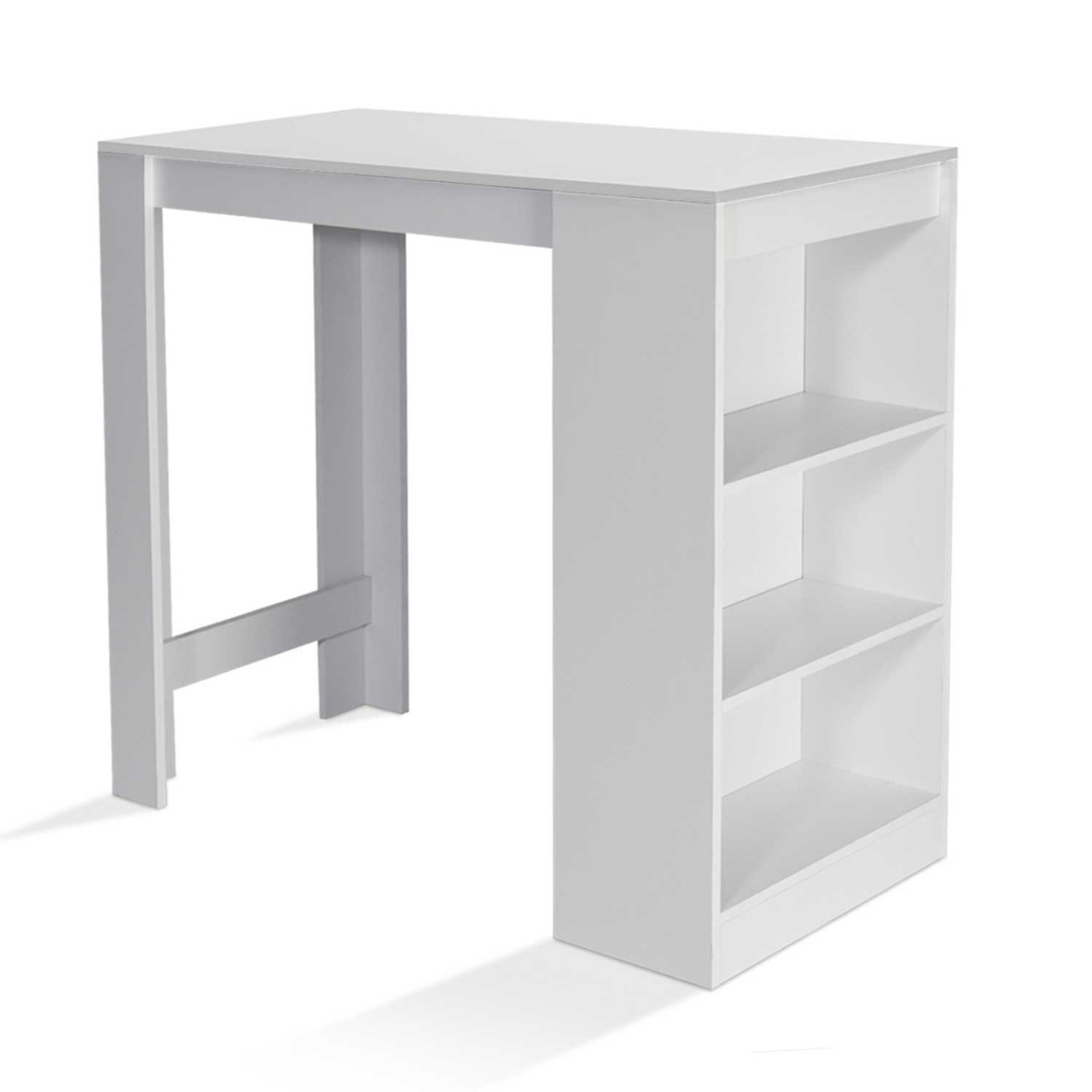 IDMARKET Table de bar BARTH 2 à 4 personnes bois blanc plateau blanc au ...