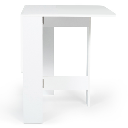 IDMarket - Table Console Pliable EDI 2-4 Personnes Bois Blanc Plateau façon  hêtre 103 x 76 cm
