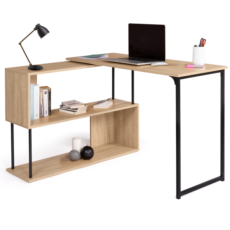 Bureau D'angle Design Contemporain Bibliothèque Intégrée En S à Prix  Carrefour