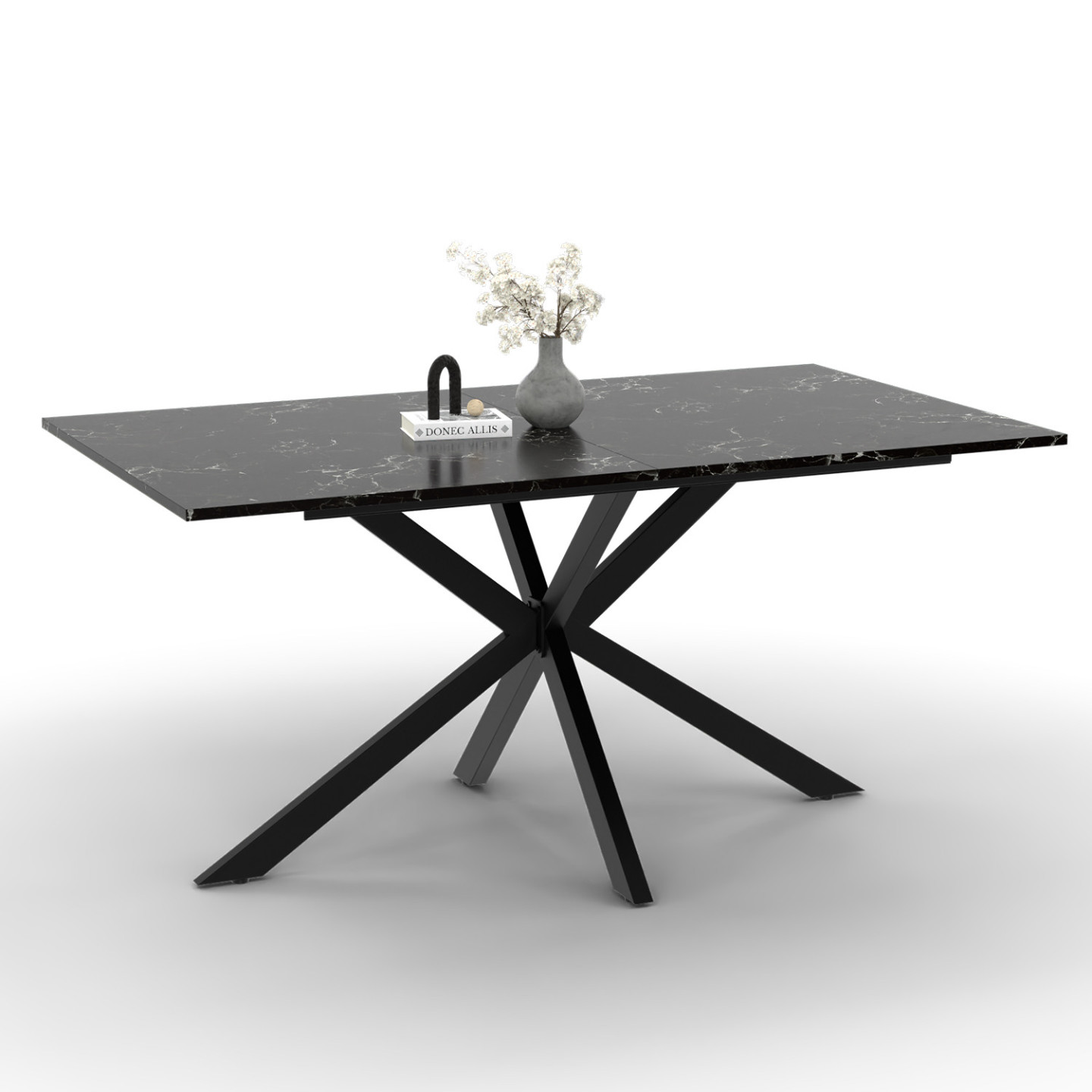 Table à Manger PHOENIX 6 Personnes Bois Et Noir Bande Centrale Noire 160 Cm | Rakuten