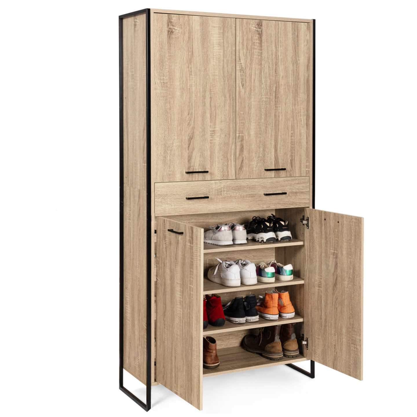 Armoire à Chaussures 5 Niveaux Avec Tiroir – 120 X 32 X 100 Cm – Blanc Ou Marron – Charge 5 Kg Par Étagère | Rangement Entrée & Dressing