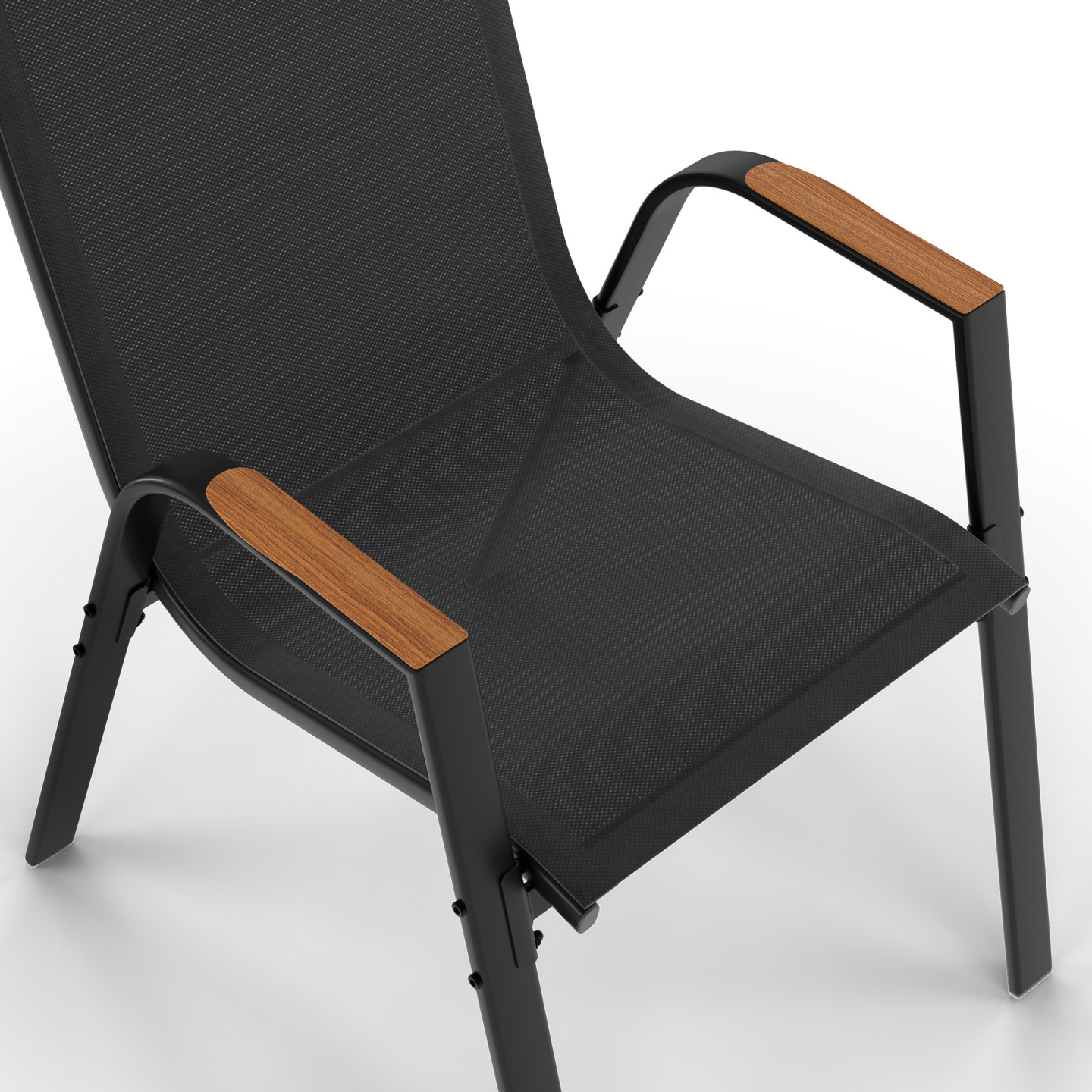 IDMarket Salon De Jardin Madrid - Table 240 Cm + 10 Chaises Empilables Noir - Extérieur Moderne