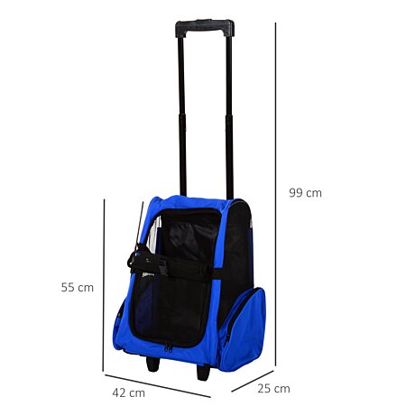 PAWHUT 2 en 1 trolley chariot sac à dos sac de transport à roulettes pour  chien chat pas cher 