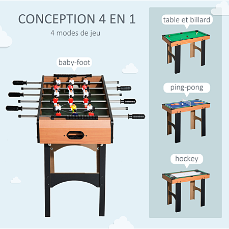 Table Billard Hockey Enfant Table De Jeux 4 En 1 Pour Enfants - Ping Table Billard Hockey Enfant Table De Jeux 4 En 1 Pour Enfants - Ping