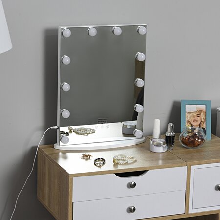 Miroir de maquillage professionnel - 101 x 81 cm - Rétroéclairage par LED