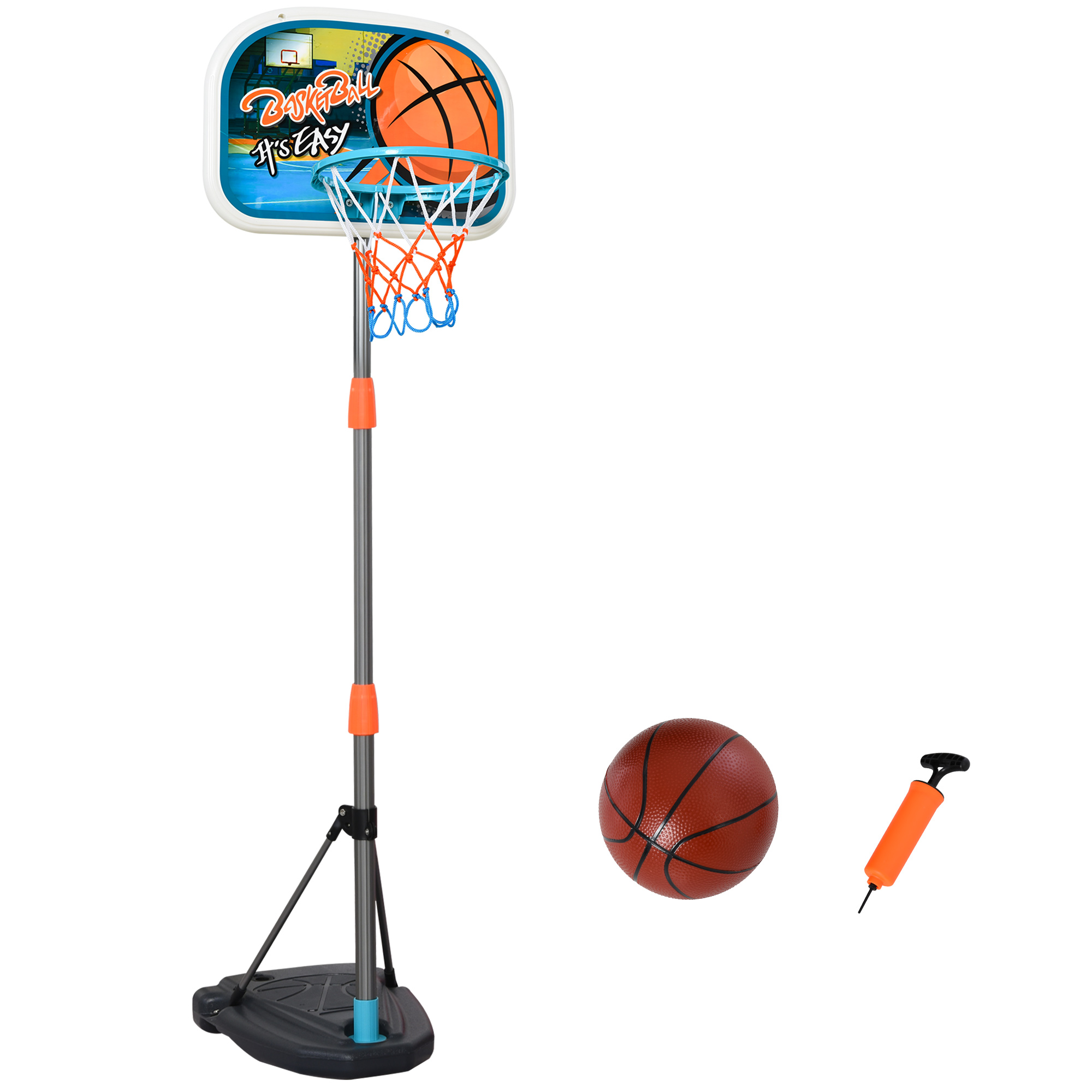 Panier de basket-ball sur pied avec poteau base lestage panneau + ballon +  pompe hauteur réglable 1,26 – 1,58 m au meilleur prix