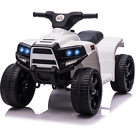 Voiture 4x4 quad buggy électrique enfant 18-36 mois 6 V 3 Km/h max. effet  lumineux sonores métal PP blanc noir au meilleur prix
