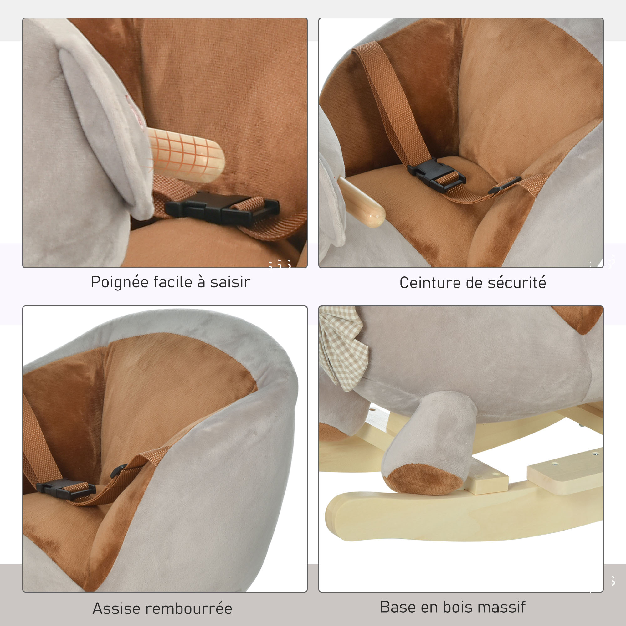 Tectake® Cheval à Bascule, à Partir De 18 Mois, Ceinture De
