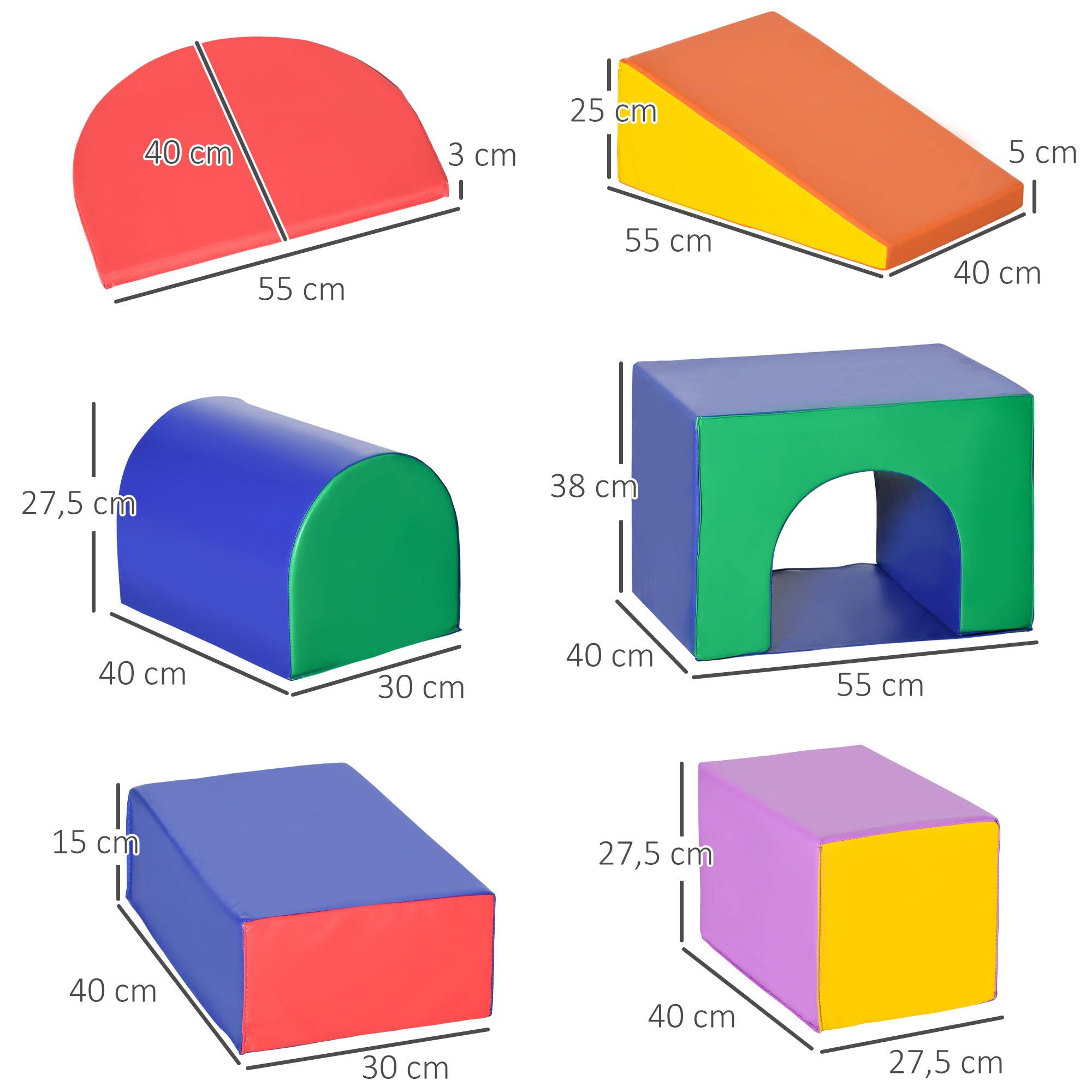7 blocs de construction en mousse XXL - modules de motricité - jouets ...