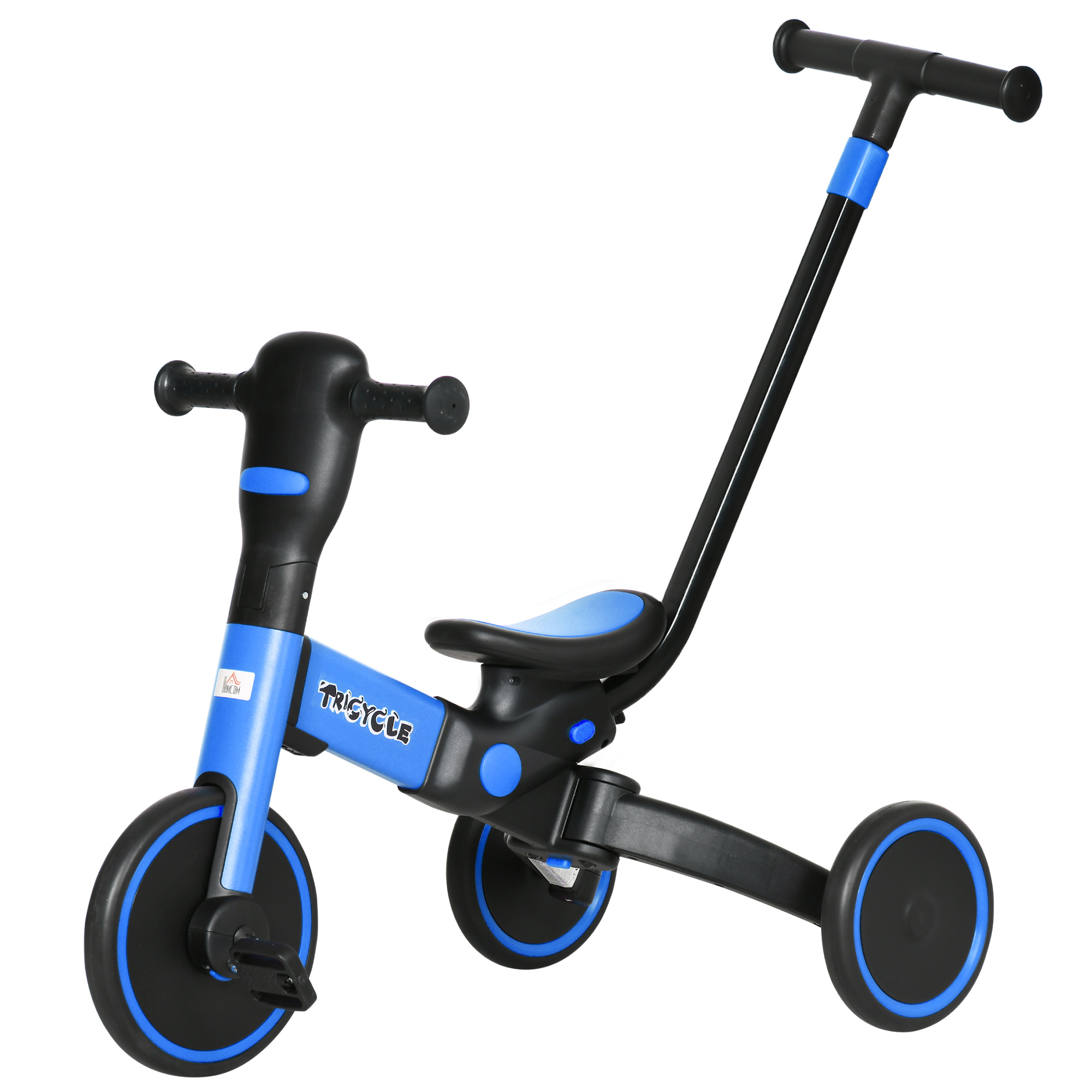 Tricycle bébé évolutif 6 en 1, tricycle enfant pliable avec poignée parentale réglable, siège pivotant 360°, gris | Leroy Merlin