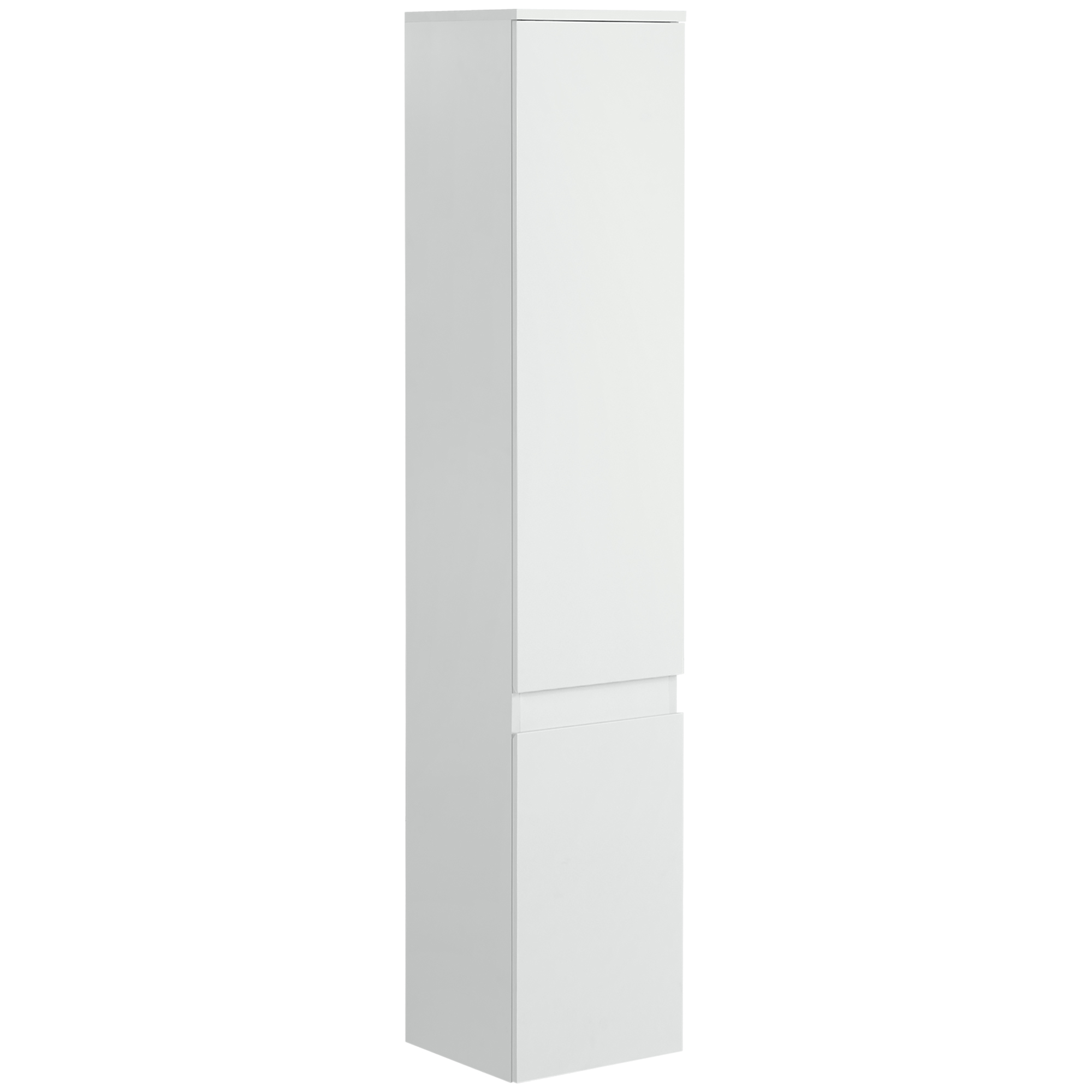 Meuble colonne rangement salle de bain style contemporain 2 placards 3  étagères et tiroir coulissant panneaux particules blanc