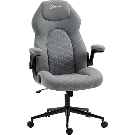 Fauteuil de bureau chaise de bureau ergonomique hauteur réglable pivotant  360° accoudoirs relevables tissu gris clair au meilleur prix